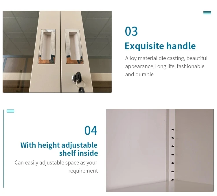 Lockable Display Filing Cupboard With Smooth Glass Sliding Door Large Storage Office Document File Cabinet With Adjustable Shelf
