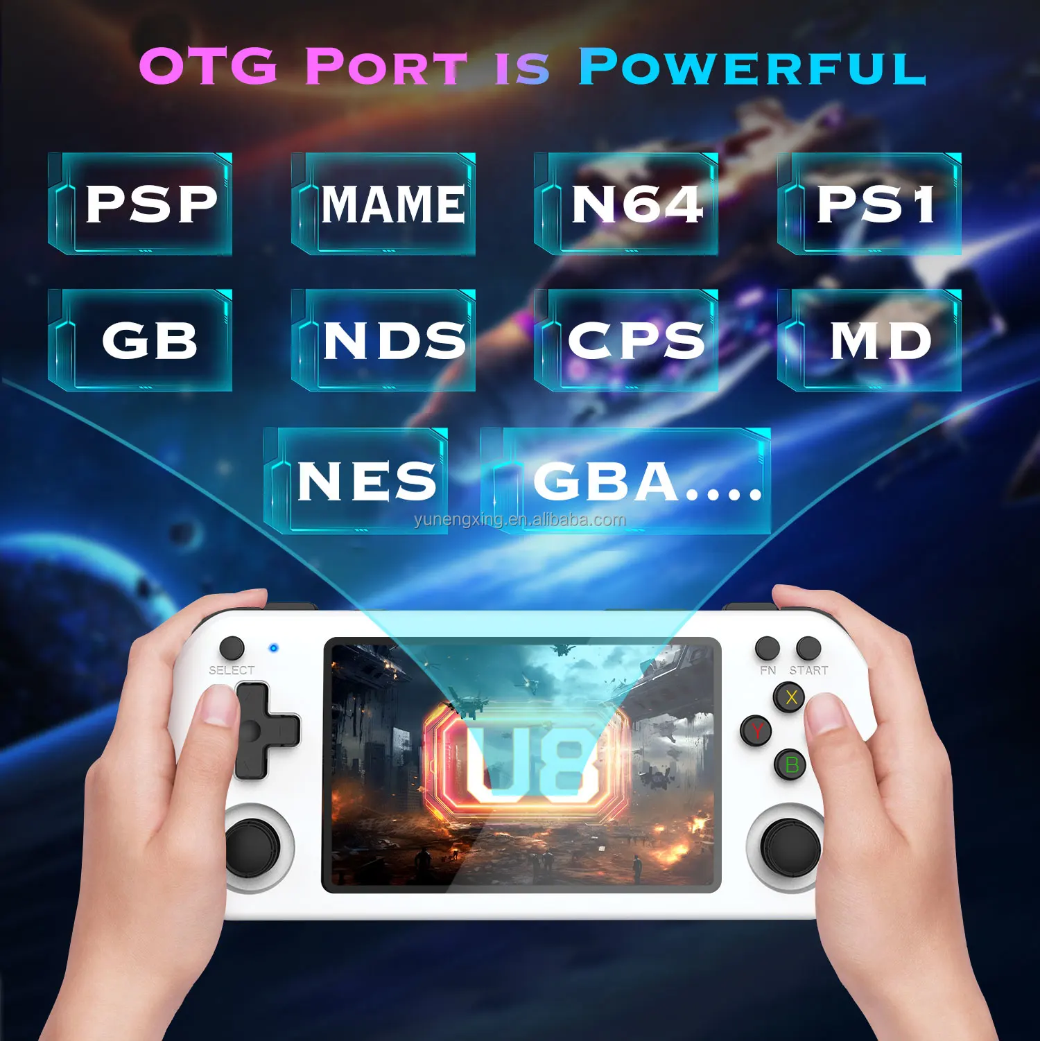 Open Source U8 Retro Handheld Video Game Console Linux System 4.0 Inch IPS Screen Portable Pocket Video Player R35S 64GB Games