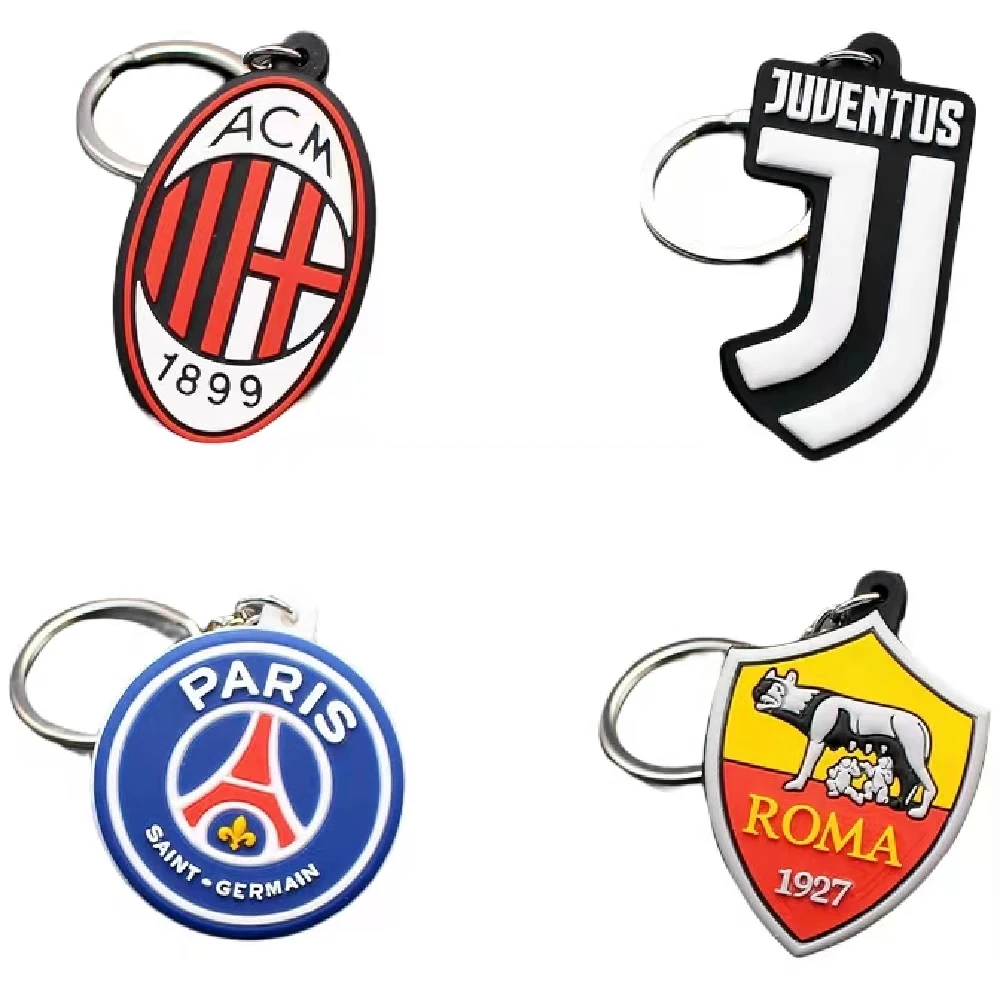 Club Souvenir Metal Epoxy Soccer Football Rotated Champion League Sports Key chain Key ring