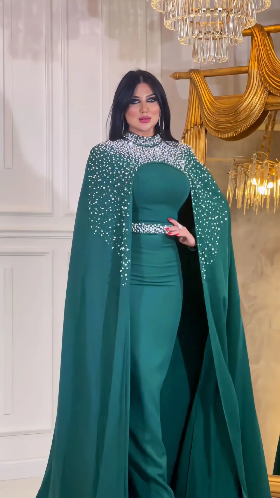 Velvet Autumn Winter Solid Evening Dress Jalabiyat Turkish Saudi Long Sleeve V-Neck Belted African Moroccan Abaya