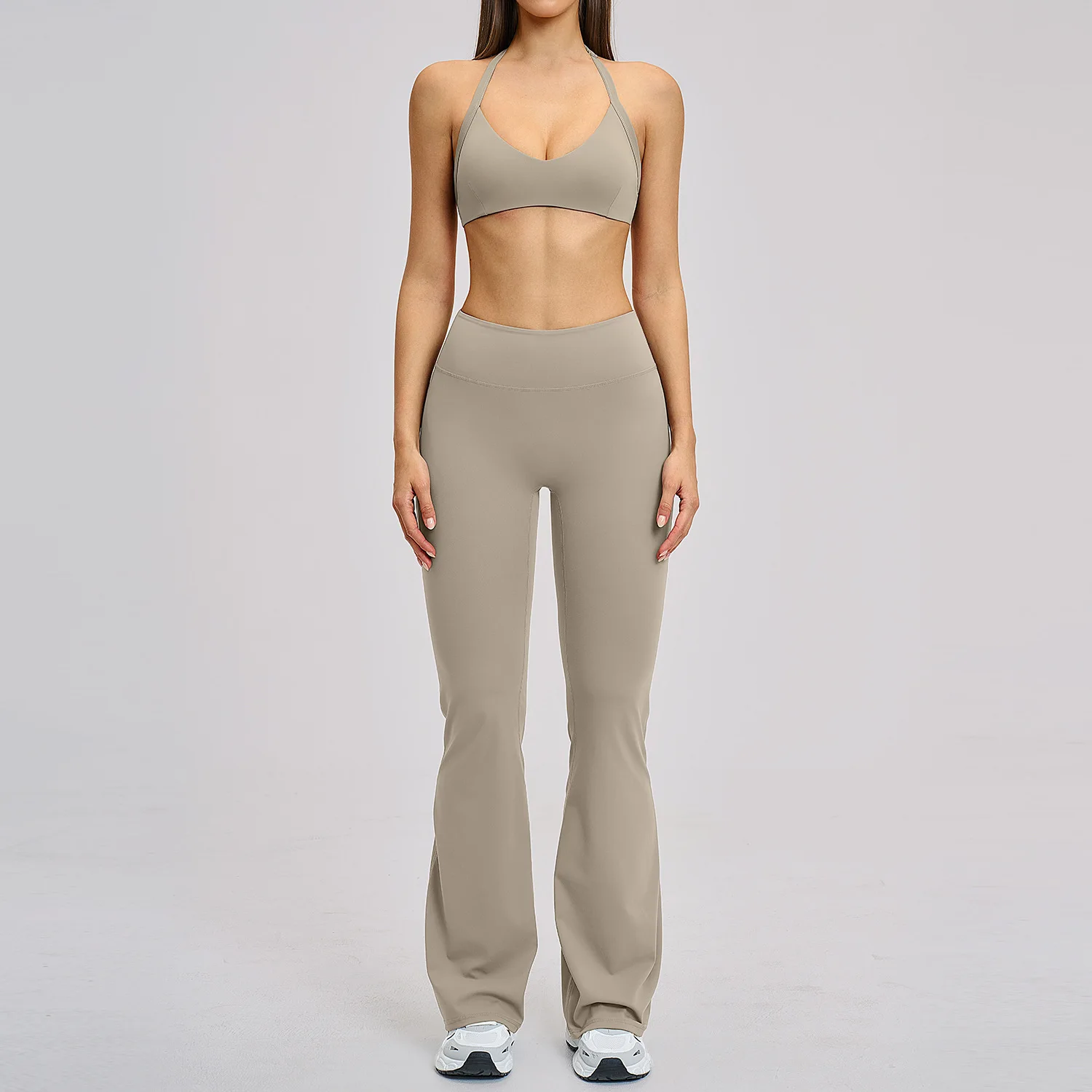 Halter Neck Bust-enhancing Push-up Bra Yoga Set Fitness Sports Pants Quick-dry Two-piece detail