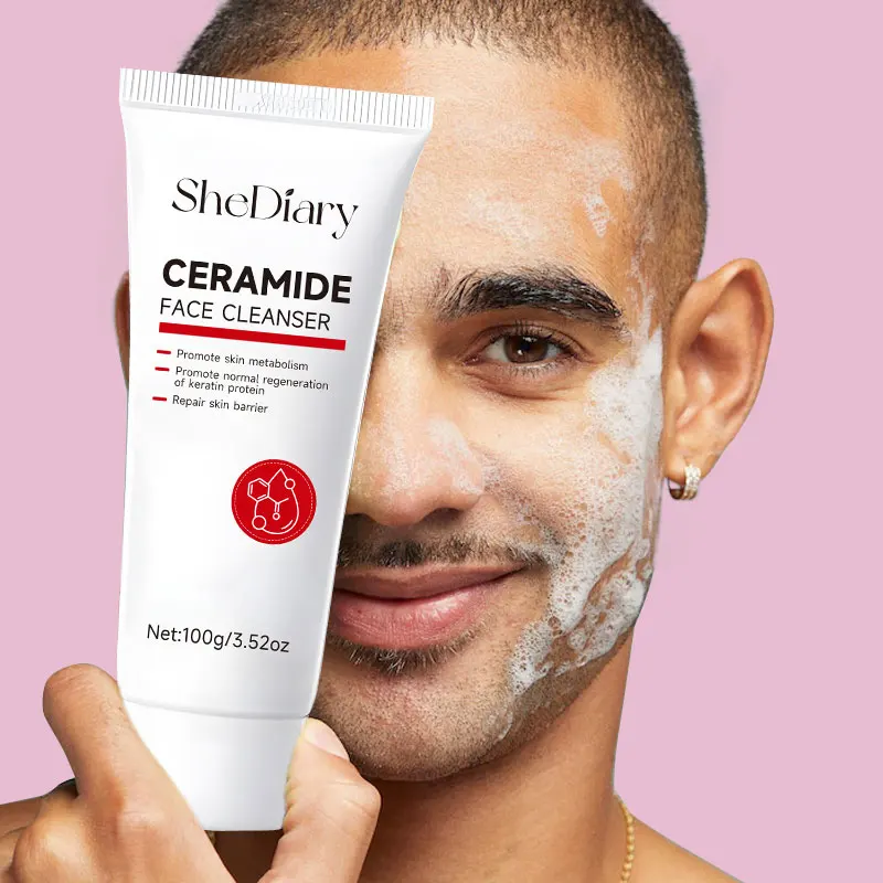 SheDiary Private Label Vegan Unisex Ceramide Hydrating Facial Cleanser Balances Skin Water Oil Organic Face Cleanser