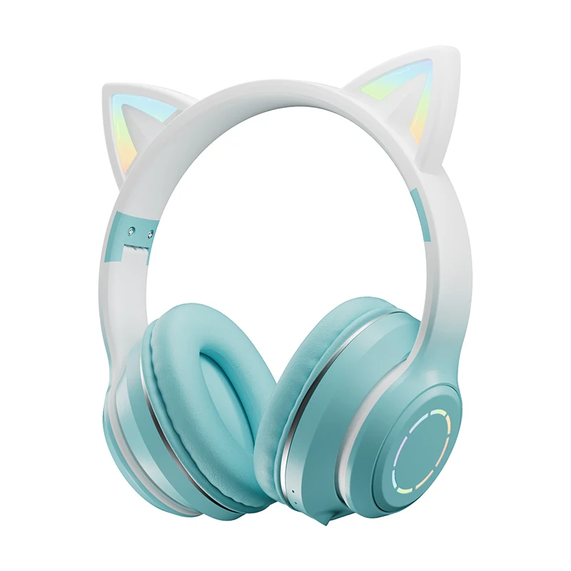 New 2023 Electronics ST89  Pink LED Cat Ear Headphones Wireless Bt Earphone Earbuds Over Ear Headset for Kids Gift