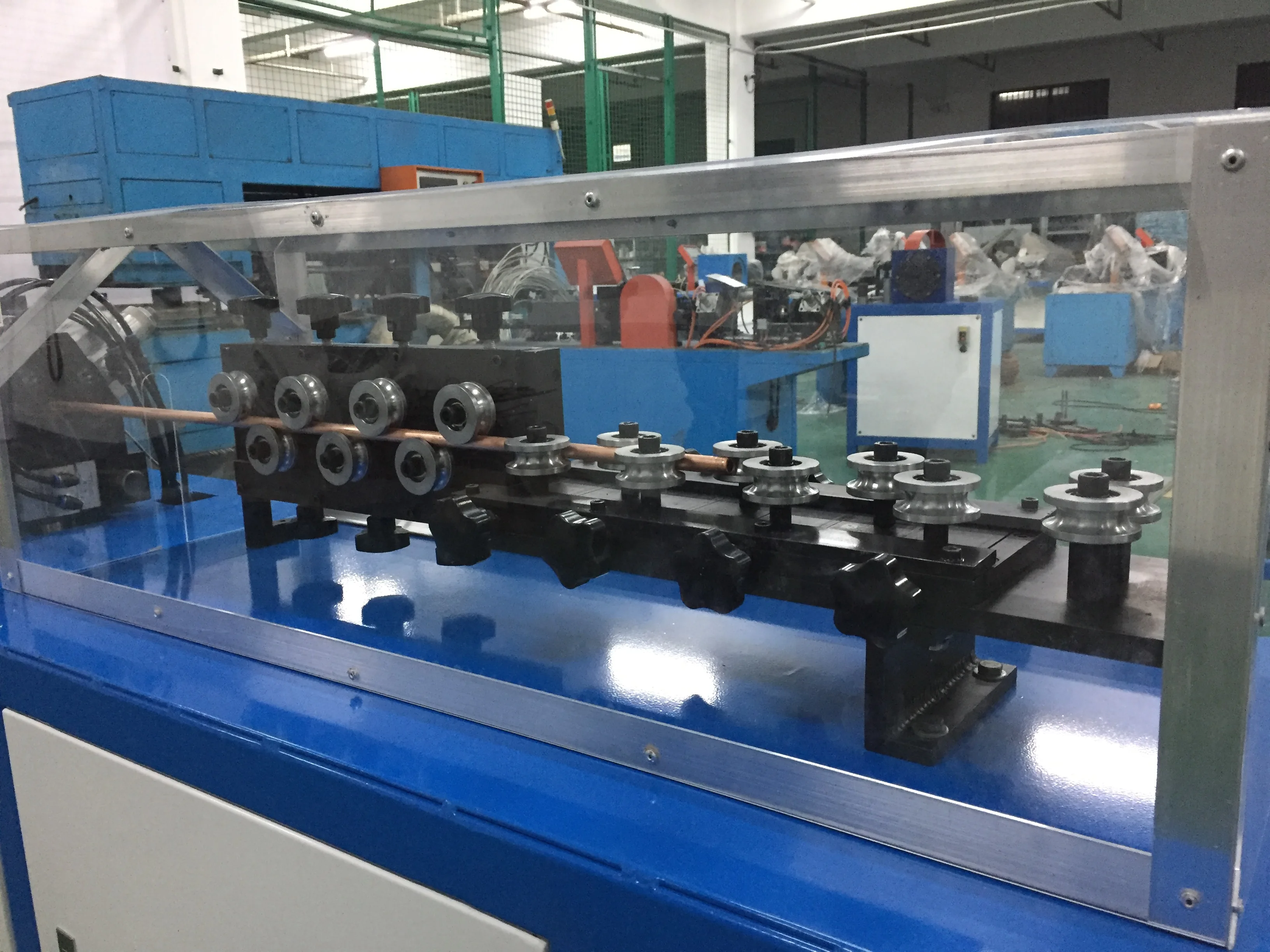 BOBO Machine heat exchanger copper bundy tube straightening cutting and shown in a detail photo for this news article