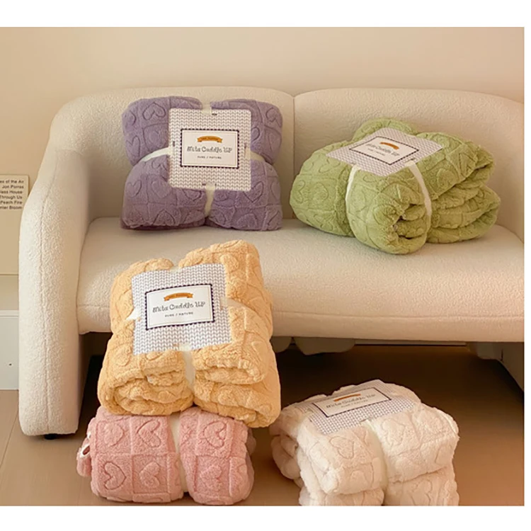 Plain Dyed Simple Soft Blanket Custom Coral Fleece Warm Blankets In