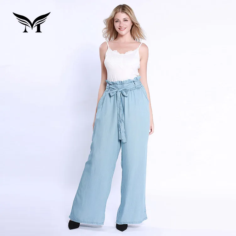 Made in China Custom Soft Holiday Wide Leg Side Pocket Flapper High Waisted Trousers Pants for Women