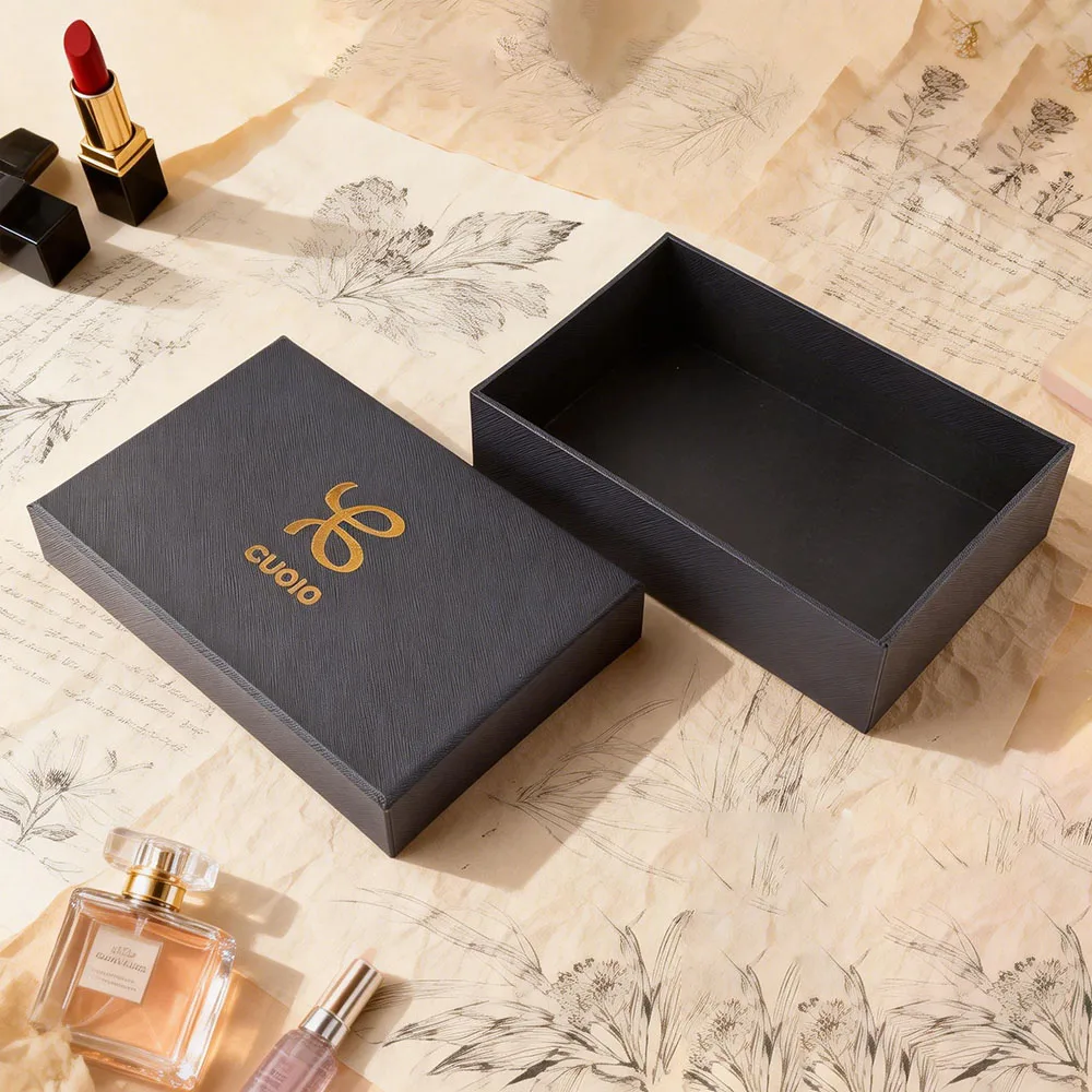 Coffret de Rangement Maquillage Luxe en Noir - Personnalisation de Logo pour une Présentation Unifiée de Vos Produits Beauté