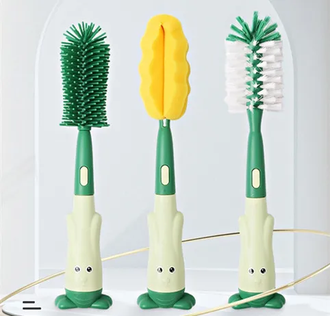 Silikon Babyflaschen-Bürste Mit Um 90° Biegbarem Kopf – Inkl. Nippelbürste, Strohhalmreiniger & Seifenspender, Praktisches Reise-Set