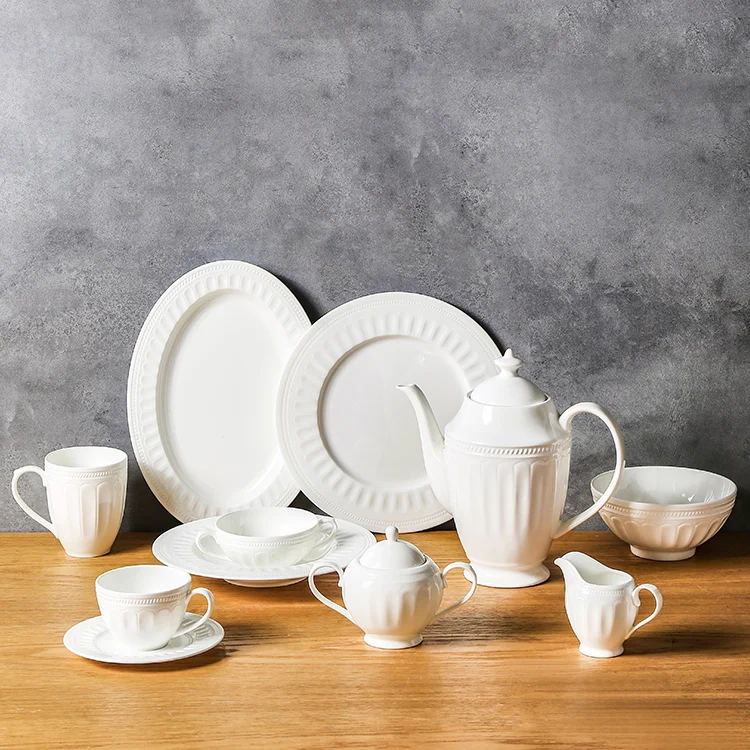 Dinnerware Sets Bone China Restaurant Plates Ceramic Dinner Set White Plates Sets Dinnerware Luxury Modern Tea Cup Plates Dishes