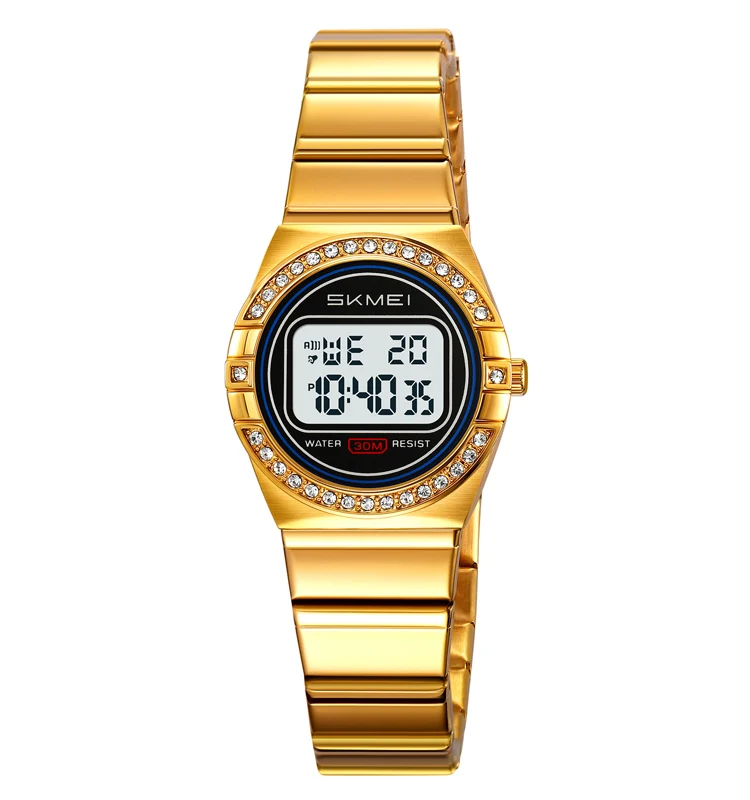 Top-ranking Suppliers SKMEI 2446 Gold Metal Digital Watch