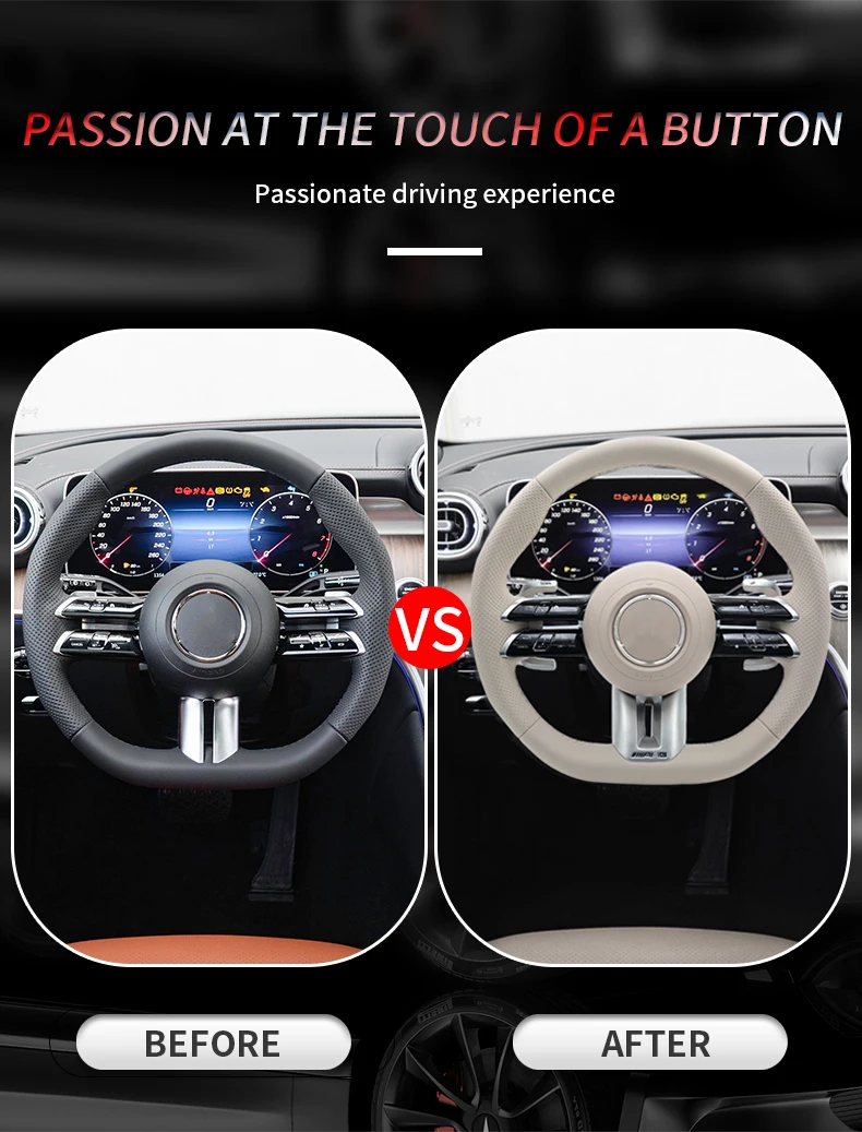 Custom Steering LTD Real Black Italian Leather Steering Wheel Cover For Mercedes CLK
