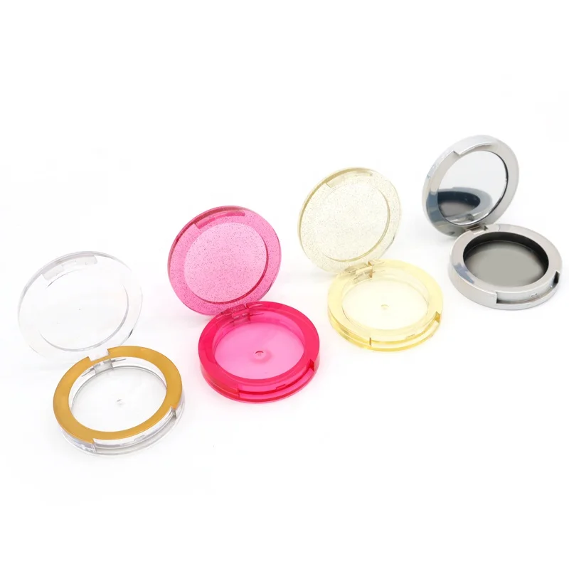 Высококачественный роскошный пустой хайлайтер упаковка для макияжа прозрачный синий блестящий компактный чехол пудры круглый контейнер с