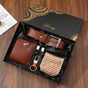 m2960 set 6 piezas-cinturón-cartera-mancuernillas-llavero-corbata-caja regalo
