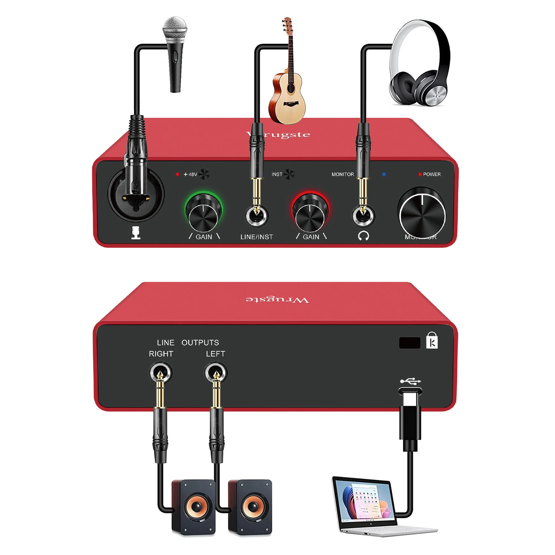 192khz/24bit Usb Audio Interface Sound Cards Solo Xlr Interface Studio