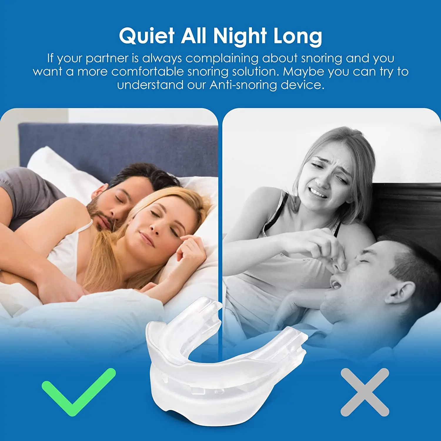 Antisnoring Mouthpiece Professional & Comfortable Adjustable Snore Mouthpiece Helps Stop