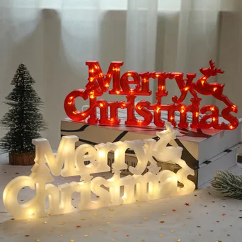 A206 Custom Christmas Decorative Items Merry Stereo Letter Lamp and Wreath Accessories Merry christmas Stereoscopic letter light