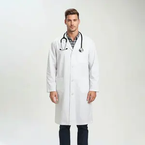 Wholesale Custom Cotton Long Sleeve Medical White Lab Coat Hospital Doctor Nurse Uniform Lab Coat Medical Uniforms