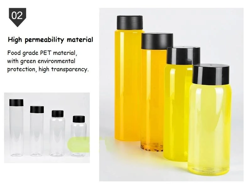 XYA disposable pet transparent plastic creative cold tea bottle Fruit juice tea bottle with lid factory