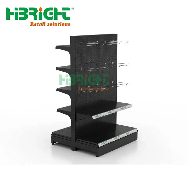 Adjustable Double Sided Metal Mellatic Black Pegboard Matched Grocery ...