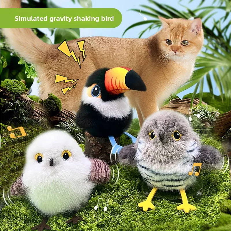 Automatic Interactive Bird Simulation Cat Toy With Sounding Realistic Chirping Flying Pet Exercise Boredom Relief New Factory_voghion.com