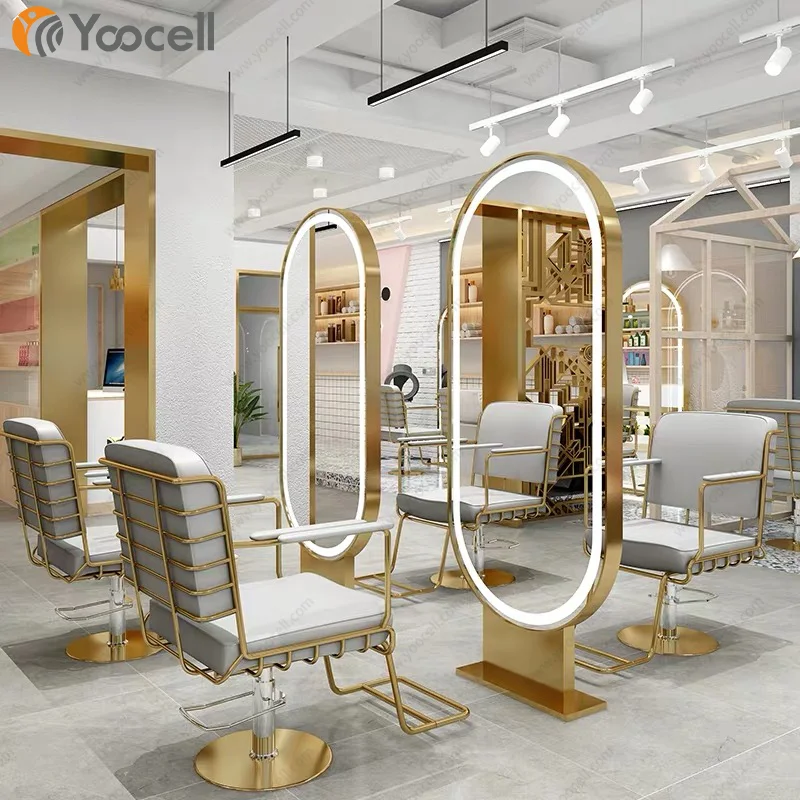 Yoocell Newest Gold Styling Station Led Light Mirror Salon Styling ...