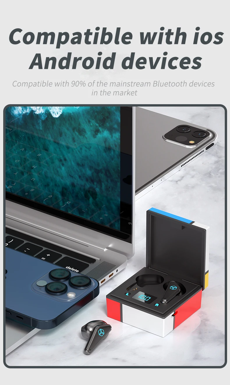 K66 Bluetooth Earphone Detachable Magic Cube Low Latency Gaming Earbuds Wireless Headphone Noise Reduction Professional Headset