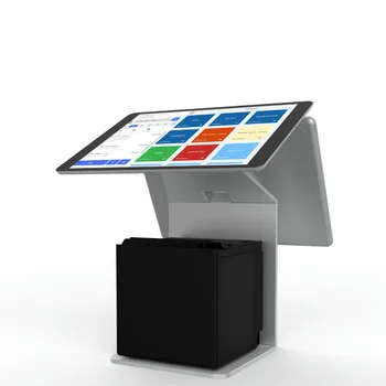 Magnetic Dual Screen Desktop POS Stand Metal Tablet PC Holder for Restaurant Checkout Counter