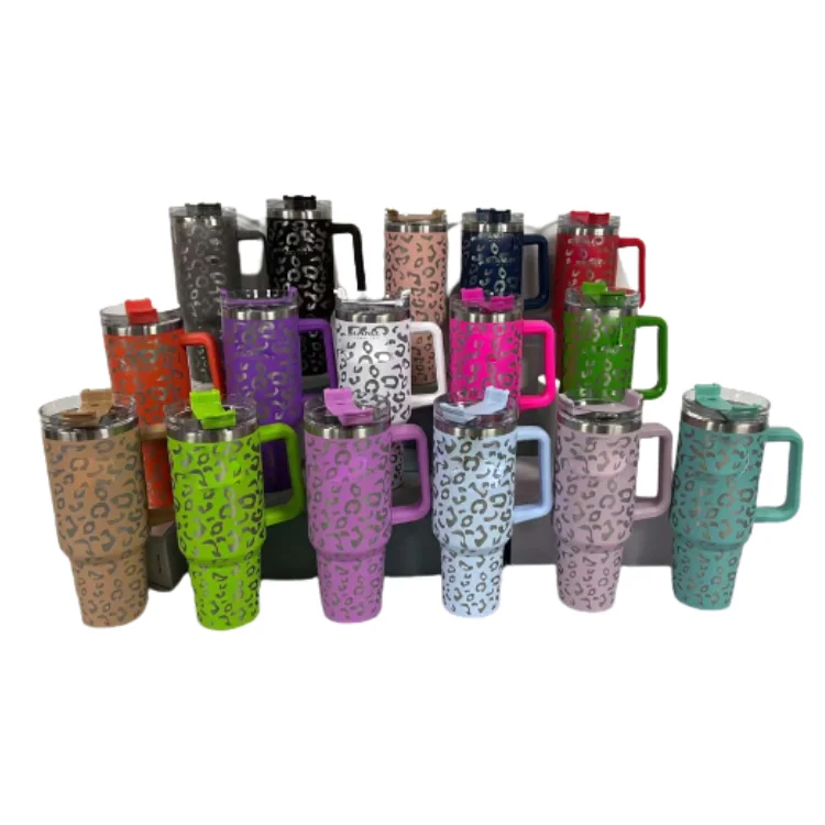 MEOKY 40 Oz Tumbler With Handle & Straw | Halloween Limited Edition Skulls Design