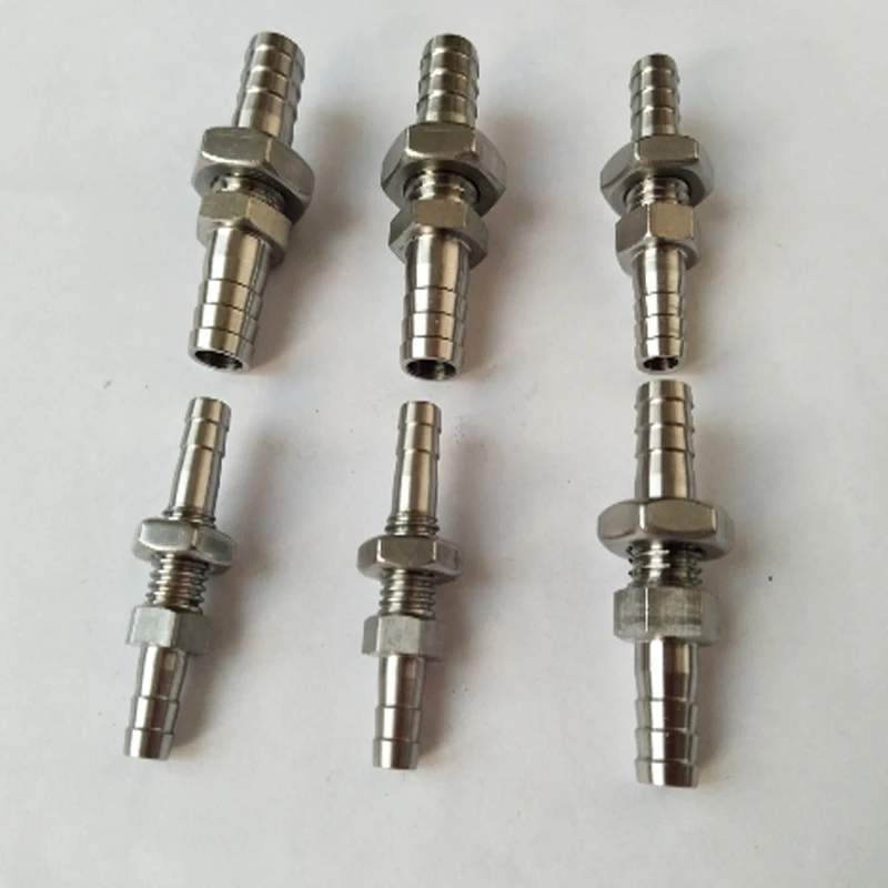 Manufacturer Stainless 304 316 Hose Barb Bulkhead Fitting 6 8 10 12 14 16 19 25mm For Water Fuel