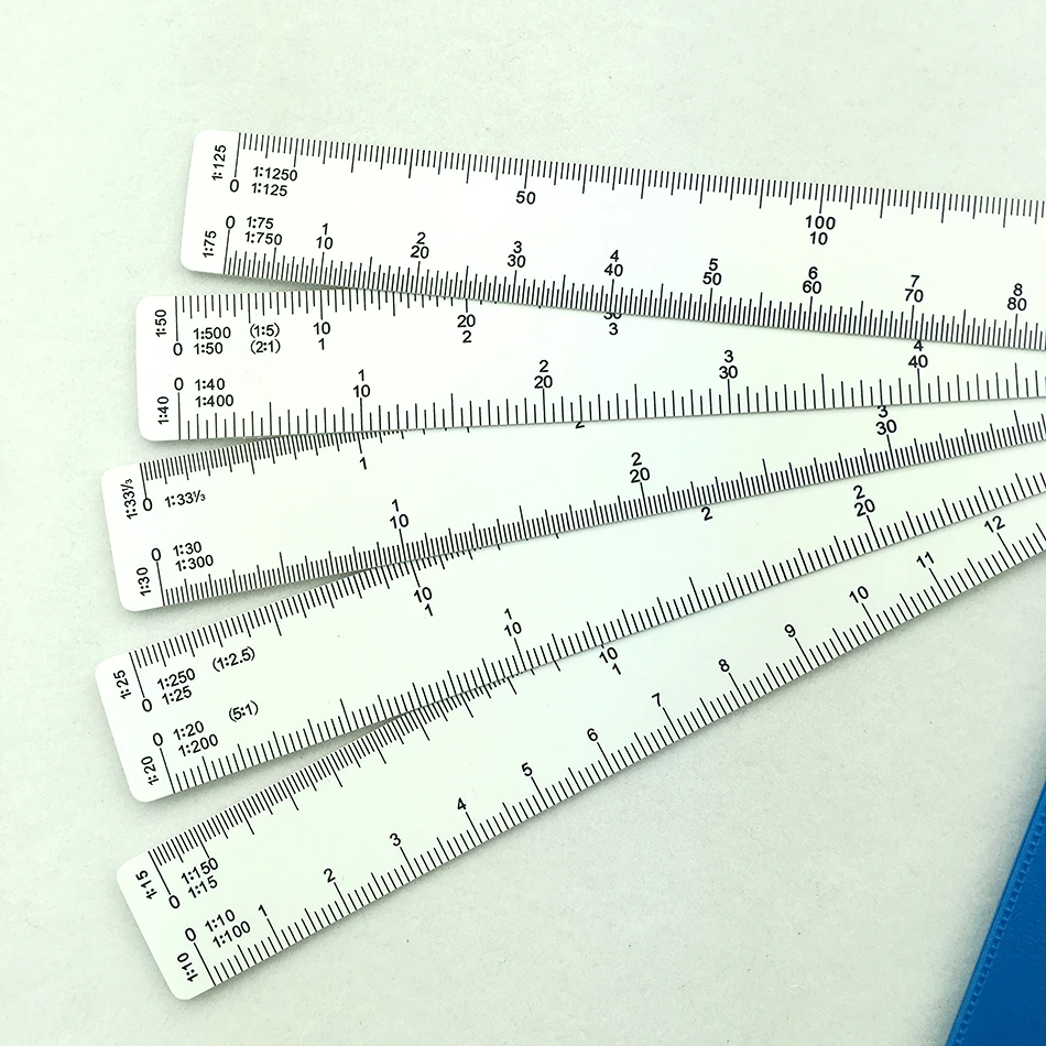 Foldable Fan Reduction Scale Ruler with 5 Blades for Engineering Architects