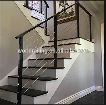 YL Black Square Post Cable Railing for Stair