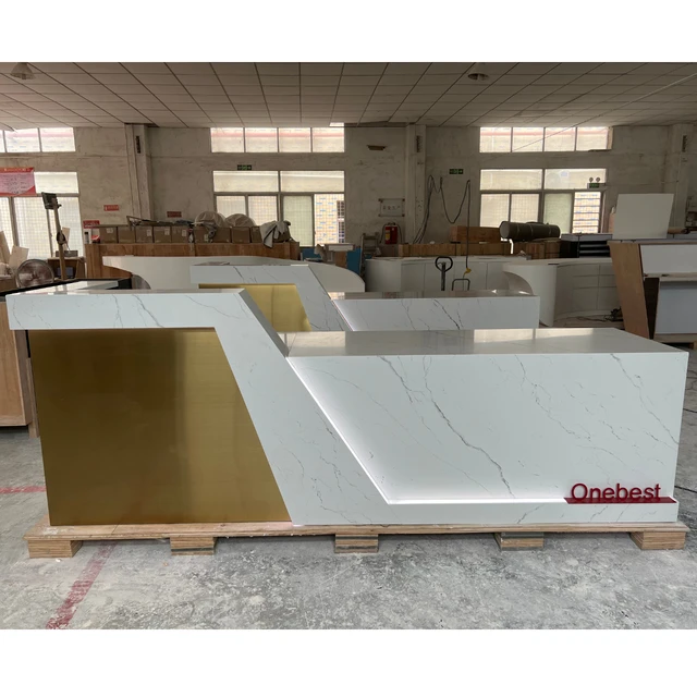 Inconceivable Design Marble Stone Table Salon Reception Counter Desk Beauty Custom Design Reception Table