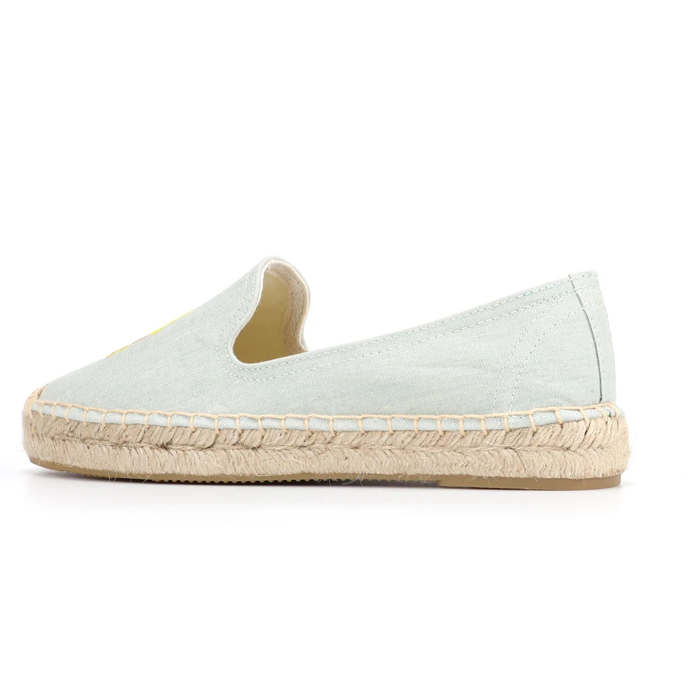 Женские холщовые эспадрильи без шнуровки, дышащие, с вышивкой лимона