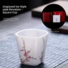 Taza cuadrada de porcelana de jade con semillas de hielo cocida en bisque
