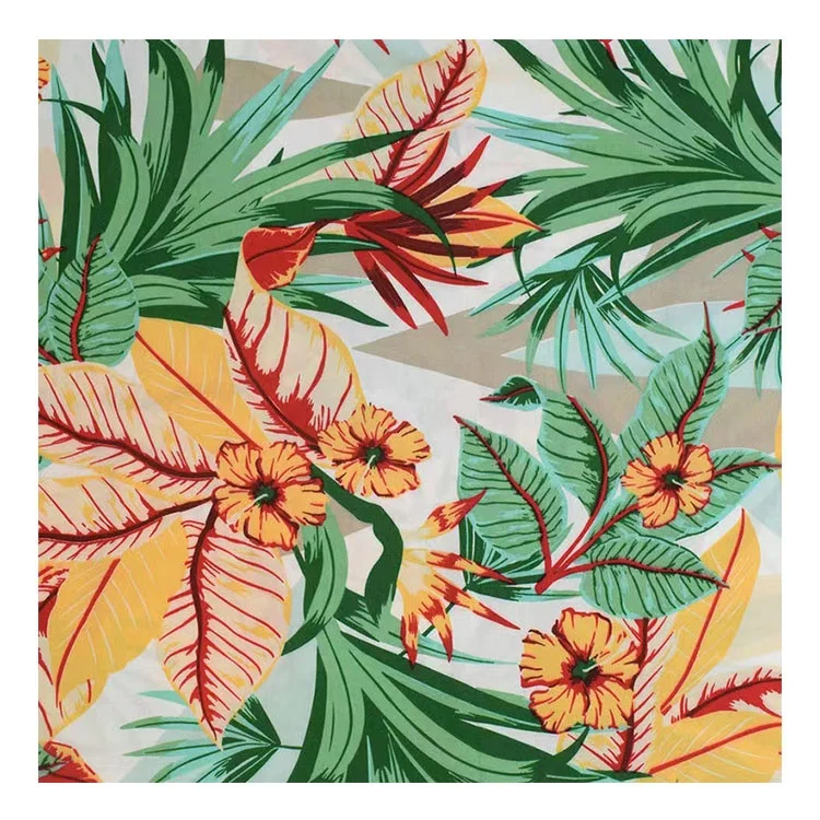 Оптовая торговля гавайский бесплатный образец дешевая цена печать на заказ Мягкая ручная тканая ткань 45s 100% вискоза цветочная