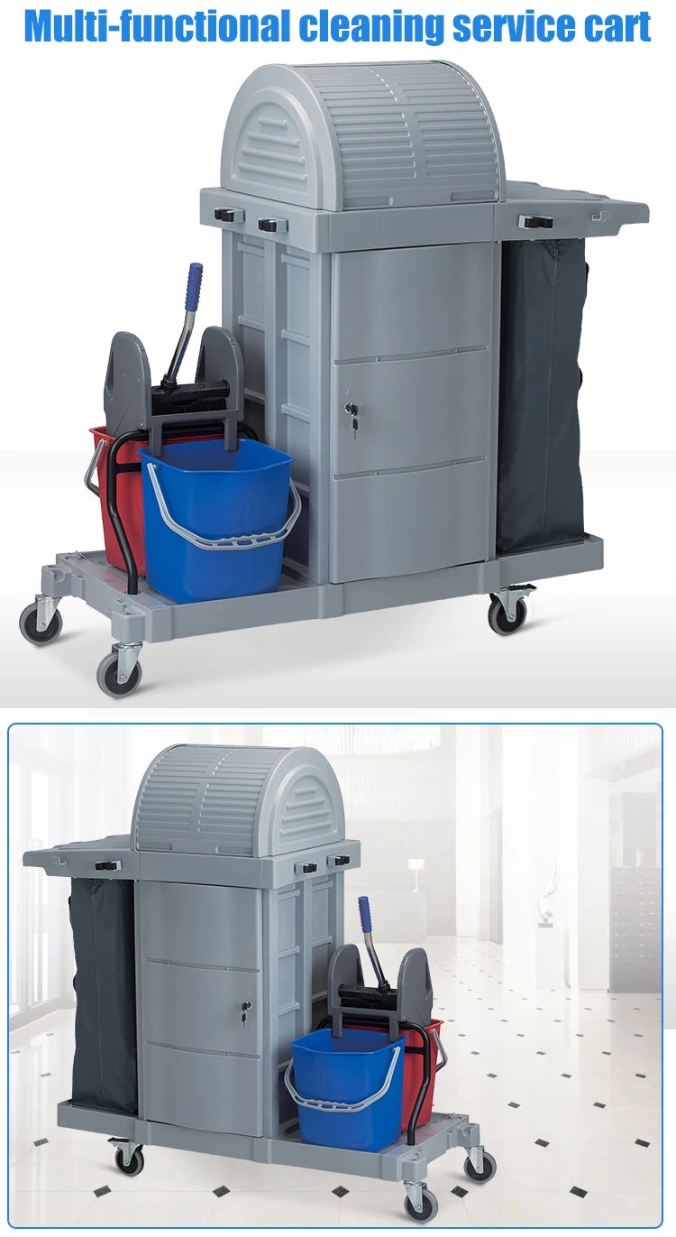 Multifunctional restaurant cleaning cart trolley