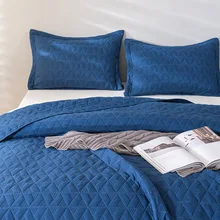 Quilting bedding sets collections for home custom three piece bedding set blue king size 100% cotton bedcovers