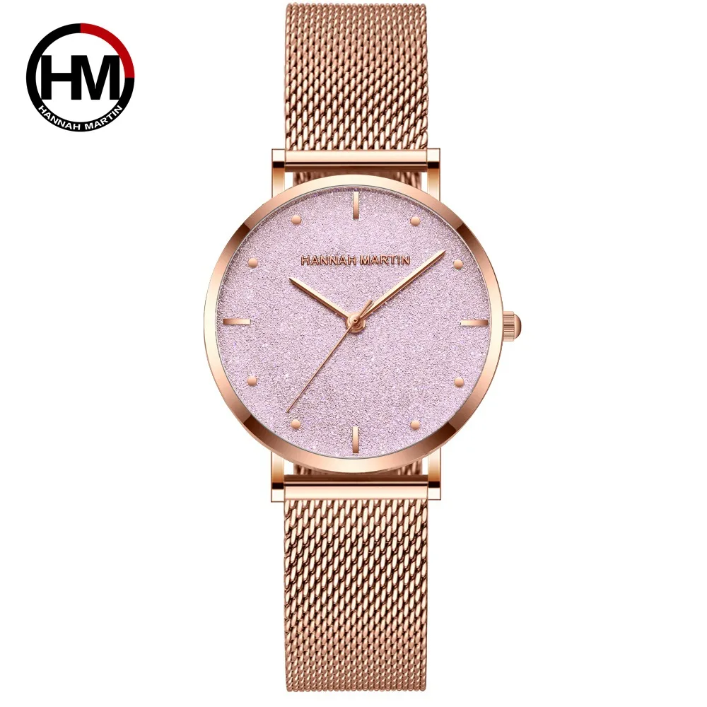 Hannah Martin Watch Factory Japan Movement 3 Bar Wholesale Low Price Minimalist Custom Logo Luxury Quartz Wrist Watch for Women