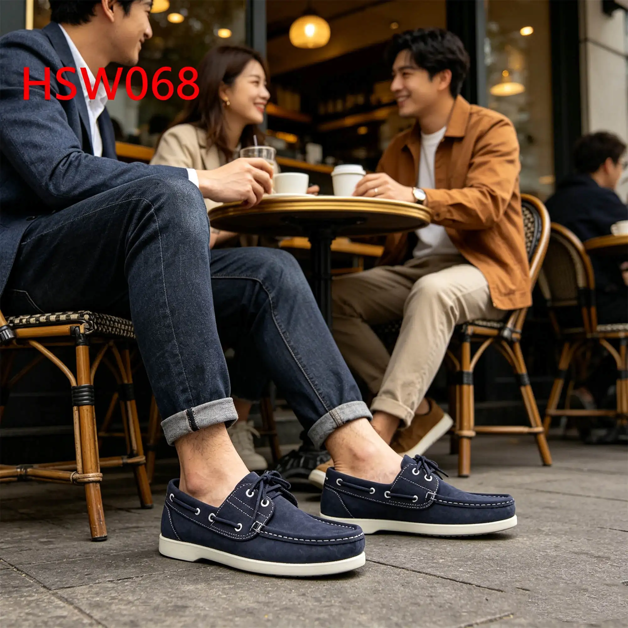 CXT,Top-end Nubuck Leather Street Stroll Vintage Penny Shoes Outdoor Leisure Wide Fit Feet Dark Blue Color Vacation Shoes HSW068
