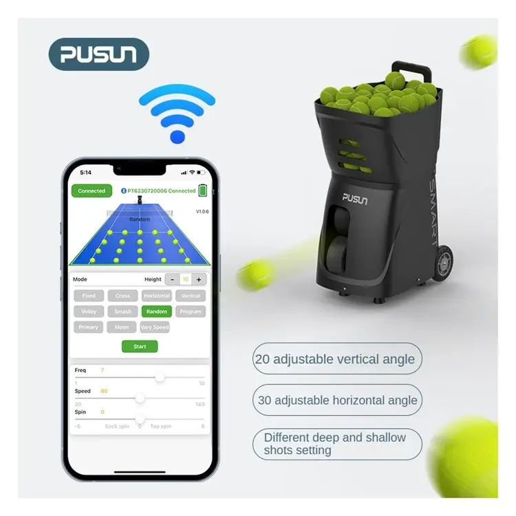 2024 Popular Automatic Electronics PT Smart Tennis Ball Machine for Training Practice with APP Remote Control