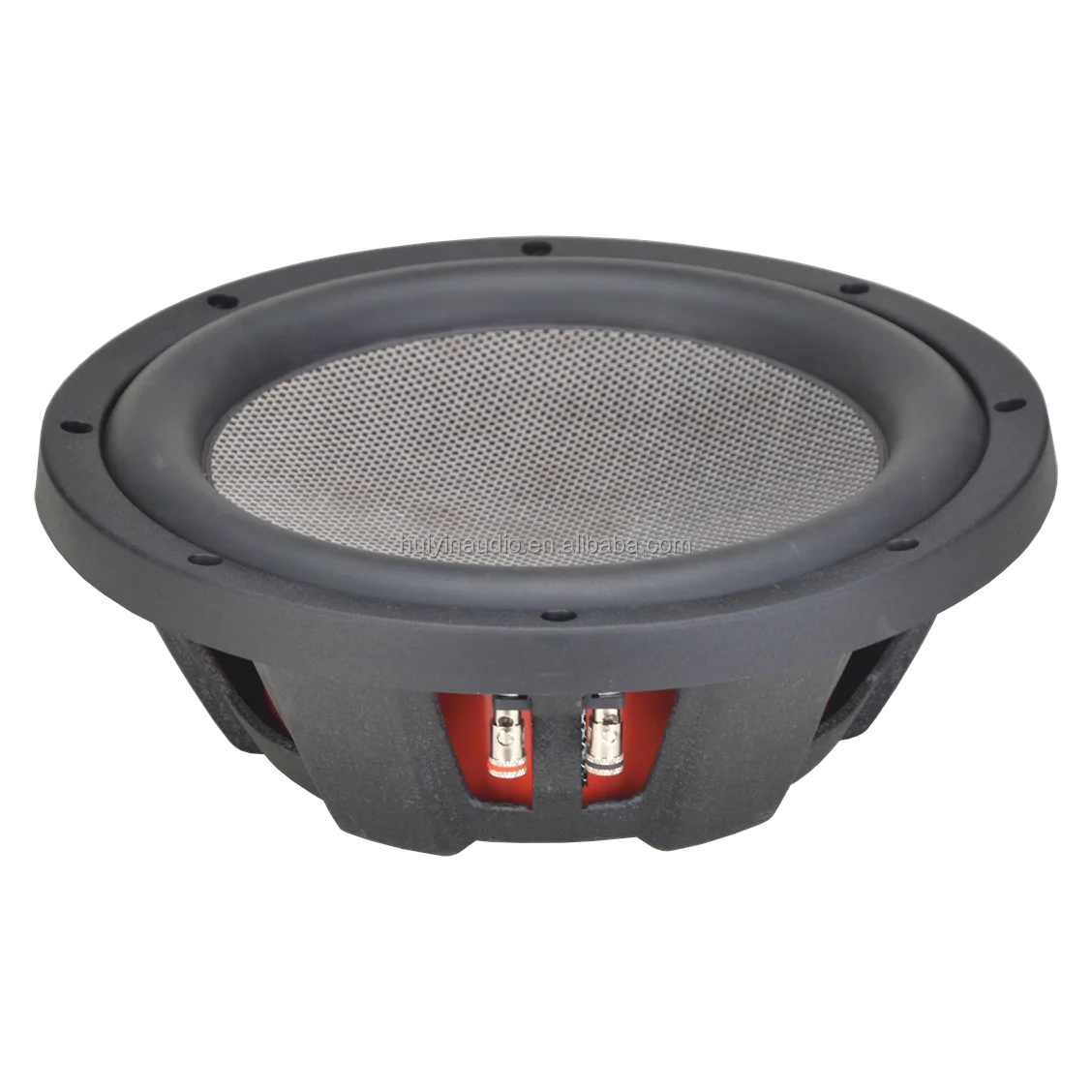 Subwoofer para automóbil de 10 polgadas, fino, con dobre impedancia de 4 ohm, 250 W RMS, bobina de voz de 2 polgadas e diafragma de fibra de carbono, para recintos de son para automóbil feitos polo usuario, modelo 1050-135