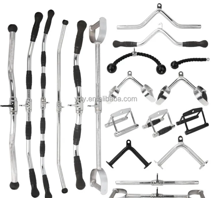 LAT Pull Down Bars Cable Machine Attachment V Handle Bar With Rotation Lat pull down bars cable machine attachment v handle bar with rotation