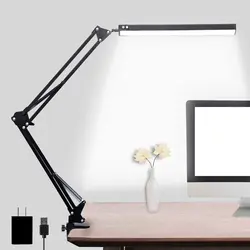 LED desk lamp with metal swing arm and fixture, dimmable architect task lamp, 3 color modes and 10 adjustable brightness
