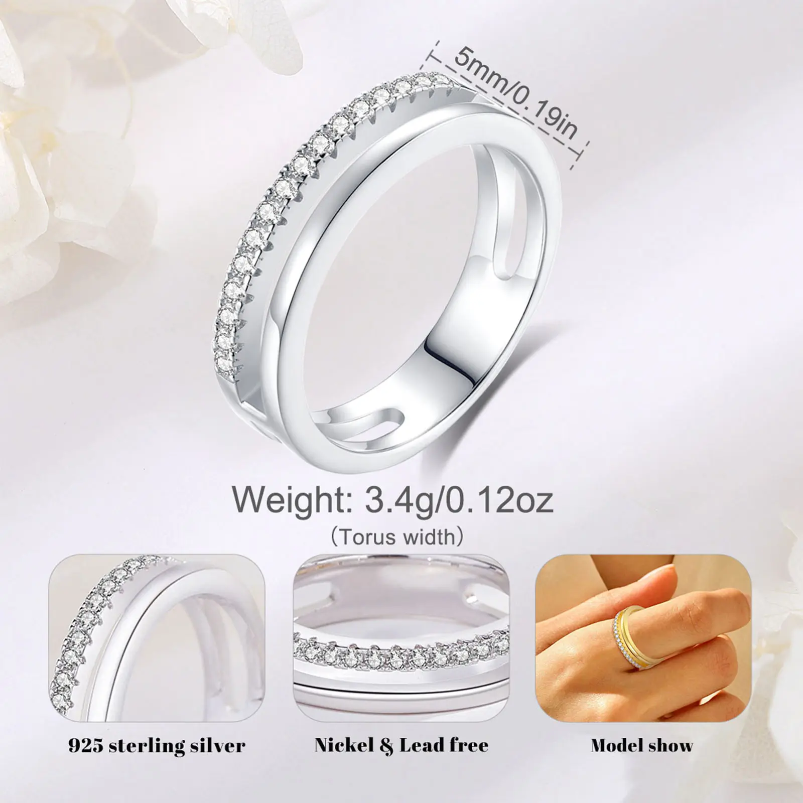 Original Design Fine Cubic Zirconia Gold Plate Jewelry 925 Sterling