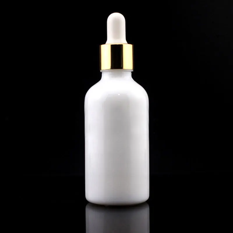 Luxury 5ml 10ml 15ml 20ml 30ml 50ml 100ml White Porcelain Ceramic Glass Dropper Bottle With Gold Cap