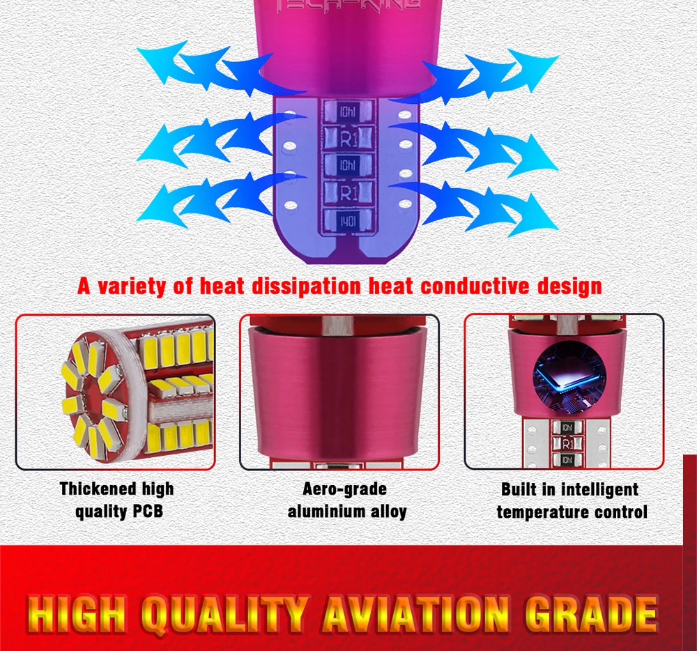 TECH-KING Hot Sale T10 3014 57smd Without Polarity High Power Reading Light Width Lamp Led Bulb DC12V W5w 194 168 Car Small Bulb