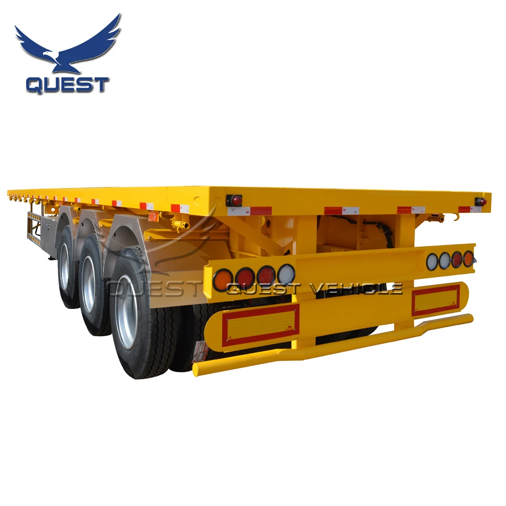 Квест 3 оси 40ft 45ft насыпного груза контейнерных перевозок бортовой контейнер шасси полуприцепа для Уганда