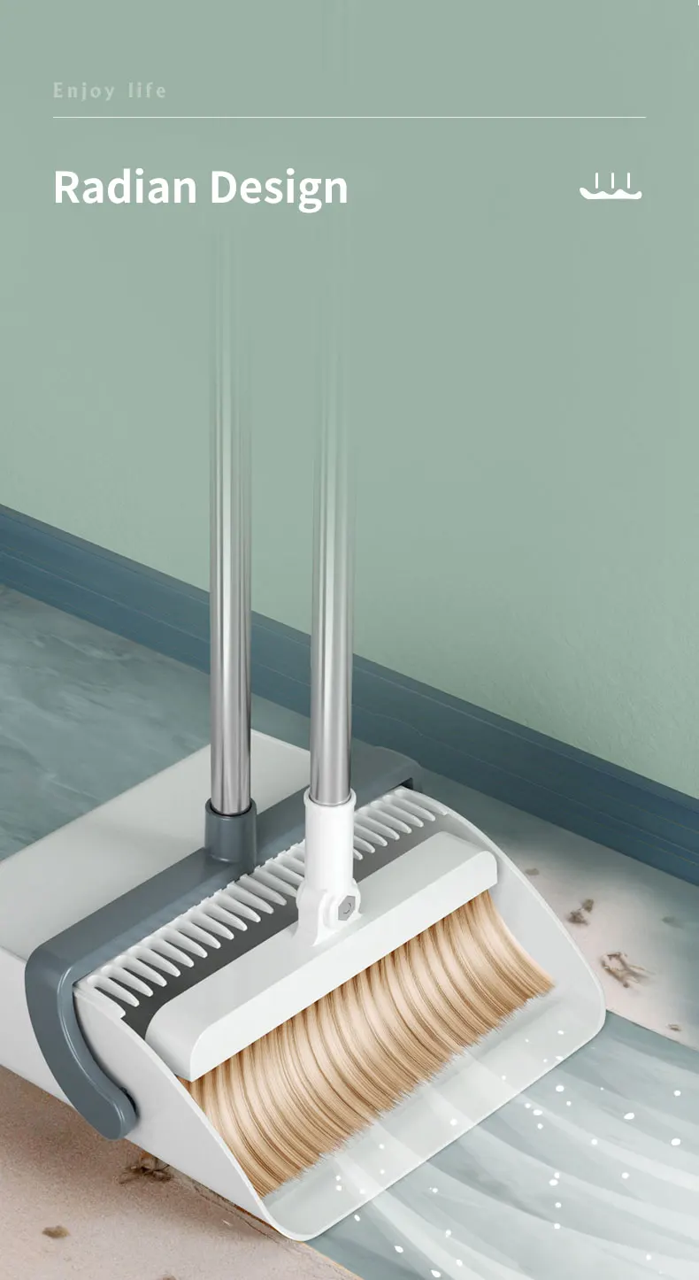 Joybos Dust Broom Dustpan Set Upright With Extendable Broomstick