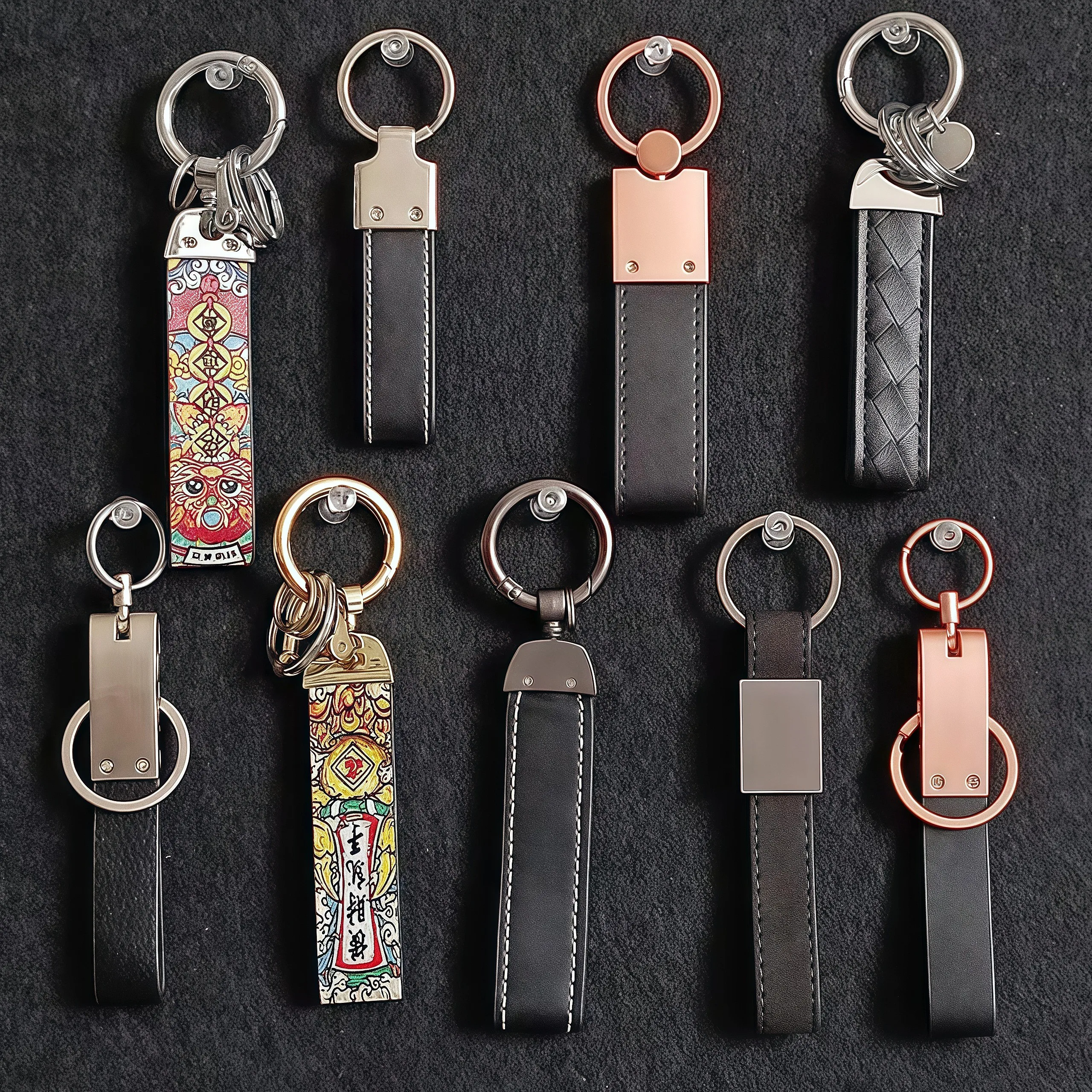 Chain Customized Logo Key Holder Genuine Embossed Luxury Blank Pu Custom Leather Keychains_voghion.com