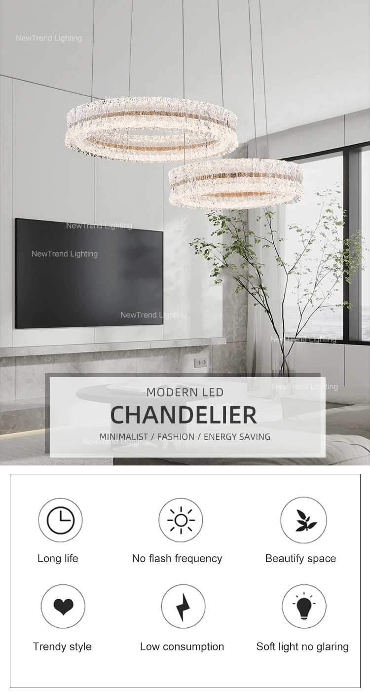 lc9888 modern style indoor decoration pendant light living dining room restaurant home acrylic led ring chandelier-0